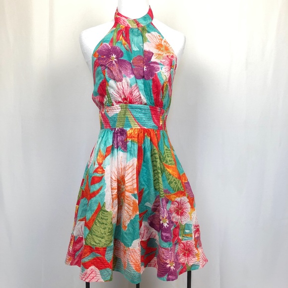 FARM Rio Dresses & Skirts - -SOLD-Farm Rio Halter Neck Mini Dress Floral